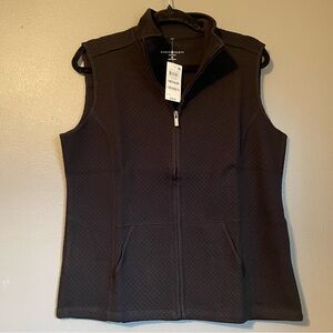 NWT Karen Scott Sport Fleece Sz Med Black Women’s Quilted Zip Vest Top Ret $39!